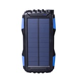 Travel Solar Power Bank Waterproof 25000Mah Solar Charger USB External Charger Solar Powerbank for All Phone with LED Light,Blue