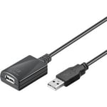 Aktiv USB 2,0 förlängningssladd, guld-svart, 5 m