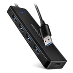 Axagon Hue-c1a Superspeed Usb-a Travel Hub, 4x Usb 3.0 - 20cm, Schwar