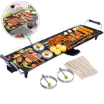 COSTWAY Electric XXL Teppanyaki Table Grill, 90 x 23CM Non-Stick Griddle with Adjustable Temperature, BBQ Hot Plate Barbecue - Spatulas and 2 Rings Include for Indoor Outdoor