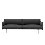 Muuto - Outline 3-Seater / Polished Aluminium Base Remix 163 - Grå - Soffor