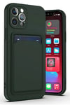 Silikone cover med kortholder til iPhone 12 Pro Max - Mørk Grøn