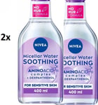 2x Nivea MicellAIR 5 In 1 Micellar Water for Sensitive Skin 400ml