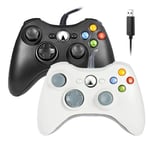 2pcs Manette Contrôleur de Jeu Filaire Noir compatible avec Xbox 360 / XBOX 360 slim / PC Windows 7 10 blanc et noire