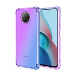LEYAN Case for Xiaomi Redmi Note 9T 5G, TPU Shockproof Phone Cover with Gradient Color Design, Slim Soft Clear Silicone Bumper Protective Shell, Purple/Blue