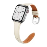 Apple Watch 45mm Series 8 Smalt armband i äkta läder, vit