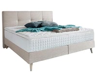 Atlantic Home Collection Franka Lit à Sommier Tapissier, 180 x 200 cm, avec Surmatelas (Niveau de Fermeté H2), Crème