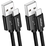 CLEEFUN USB C Cable [1m, 2-Pack], USB A to Type C Quick Charging Phone Charger Lead Compatible with Samsung Galaxy A21s A50 A51 A52 A70 A71, S21 S20 S10 S10+ S9 S8 Plus S10e, Moto G9 G8 G7 + Power