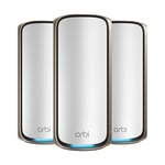 NETGEAR Orbi Quad-band WiFi 7 Mesh System (RBE973S), WiFi 7 Router Plus 2 Satellite Extenders, Coverage up to 6,600 sq. ft. & 200 Devices, 10 Gbit Internet Port, BE27000 802.11be (up to 27Gbps)