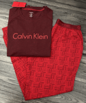 CALVIN KLEIN BURGUNDY & RED LOGO PYJAMAS LOUNGEWEAR SET SIZE M BNWT