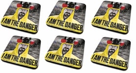 6 x BREAKING BAD "I Am The Danger" Drinks Table Mug Cup COASTER Cork Backed