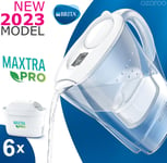 BRITA Water Filter Fridge Jug Marella 2.4L White + 6 Months MAXTRA PRO Filters