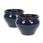 Dipped Hand Painted Set of 2 Outdoor Garden Patio Bola Plant Pots (D) 25cm