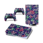 1 Tek PlayStation 5 Disc Edition Full Console Skin Wrap Decal Set for PS5, Vinyl, Sticker, Faceplate Protective Cover - Console and 2 Controllers Skin Set- Leafly