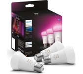 PHILIPS HUE White & Colour Ambiance Smart LED Bulb - E27, 800 Lumens, Triple Pack