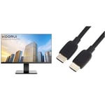 KOORUI 22 Inch Business Computer Monitor, FHD 1080p 75hz Desktop Monitor & Amazon Basics HDMI Cable, 48Gbps High-Speed, 8K@60Hz, 4K@120Hz, Gold-Plated Plugs, Ethernet Ready, 1.8 m, Black