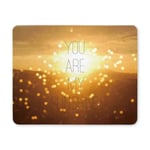 Valentine Love Quotes You are My Sunshine with Lights Rectangle Non Slip Rubber Comfortable Computer Mouse Pad Gaming Mousepad Mat with Designs for Office Home Woman Man Employee Boss