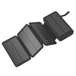 Multifunctional Outdoor Waterproof Solar Mobile Power Supply 20000Mah Folding Lighting 4 High-Power Portable Charging Treasure,Black