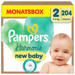 Pampers Harmonie blöjor storlek 2 mini, 4kg - 8kg, månadsförpackning (1x204 blöjor)