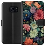 Samsung Galaxy S7 Svart Plånboksfodral Färglada blommor