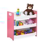 Relaxdays Rangement Jouets Enfant, 5 Compartiments, Meuble étagères avec poignées, HxLxP: 60x60x30 cm, MDF, Blanc-Rose