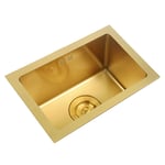 Kitchen Sinks Sinks Kitchen Golden Single Sink Hand-made Mini-bar Sink Rectangular Sink 304 Stainless Steel Sink, Can Be Installed On Or Under The Counter Accessories