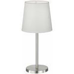 ETC-SHOP Lampe à poser lampe de chevet chambre salon blanc 30 cm, nickel mat, interrupteur cordon, 1x douille E14, d 14 cm
