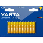 Varta Longlife alkaliskt batteri, 20 st, AAA (LR03)