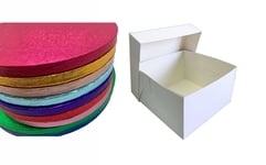 Colour Cake Drum Board & White Box + Lid Combo Pack for Wedding, Birthday Cakes (Rose Gold, 14 Inches)
