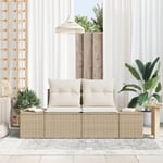 2-sits utomhussoffa med förvaring och kuddar Beige Poly Rattan