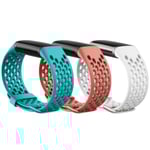INF Fitbit Charge 5 armband sport silikon 3-pack Turkos/Korall/Vit