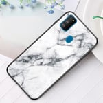 Samsung Galaxy M21/M30s - Hybrid cover med bagside af Hærdet glas - Marmor Design - Hvid