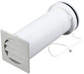 Duka friskluftventil komplett med veggventil m/lydisolering & trekksnor - Ø105 mm.