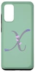 Galaxy S20 Green Elegant Lavender and Pearl Monogram Letter X Case