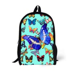 Junior School Backpack Black Large Lightweight Safety Kids Daypack Book Bag Butterfly