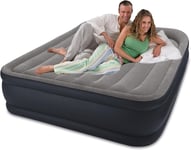 Intex Queen PLUS Deluxe Pillow Rest Raise Air Bed Mattress + Electric Pump 64136