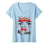Womens This Queen Was Born in July 2001 July birthday Women V-Neck T-Shirt
