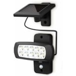 Utomhus LED-solcellslampa IP44, PIR-rörelsedetektor, väggspotlight för hus, terrass, balkong, svart, stänksäker, kallvitt ljus