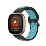 VeveXiao Strap Compatible with Fitbit Versa 3 Strap/Fitbit Sense band, Soft Silicone Replacement Strap Sport Wrist Band Compatible with Fitbit Versa 3/Fitbit Sense (Black/blue)