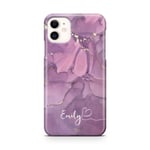 Personalised Watercolour Marble Name with Heart Phone Case for Apple iPhone 12 Mini - 21. Purple