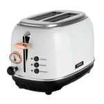 Tower Bottega T20016W 2 Slice Stainless Steel Toaster  White and Rose Gold