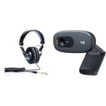 Sony MDR-7506/1 Professional Headphone, Black,Pack of 1 & Logitech C270 HD Webcam, HD 720p/30fps, Widescreen HD Video Calling, HD Light Correction, Noise-Reducing Mic, Streaming - Black