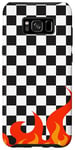Galaxy S8+ Black and White Checkered Checkerboard Pattern with Flam Case