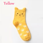 Women's Socks Cotton Tube Candy Color Yellow