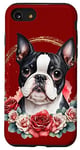 Coque pour iPhone SE (2020) / 7 / 8 Adorable chien Boston Terrier floral aquarelle