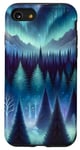 Coque pour iPhone SE (2020) / 7 / 8 Magic Night Forest Mountains Aurore Borealis