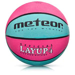 meteor Ballon de Basket-Ball pour Enfant - Taille #4 - Idéal pour Les Mains des Enfants de 5 à 10 Ans - Mini Basket idéal pour Les Enfants - pour Le Basketball en extérieur (Taille #4, Rose et Bleu)
