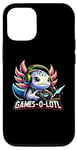 Coque pour iPhone 12/12 Pro Games-O-Lotl Axolotl Manette de jeu vidéo