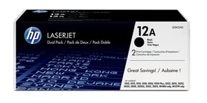 Hewlett Packard – HP Toner/12A Black Dual Pack LaserJet (Q2612AD)