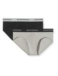 EMPORIO ARMANI UNDERWEAR Men's 111321CC717 Sports Underwear, Multicolore (Nero/Grigio), Small